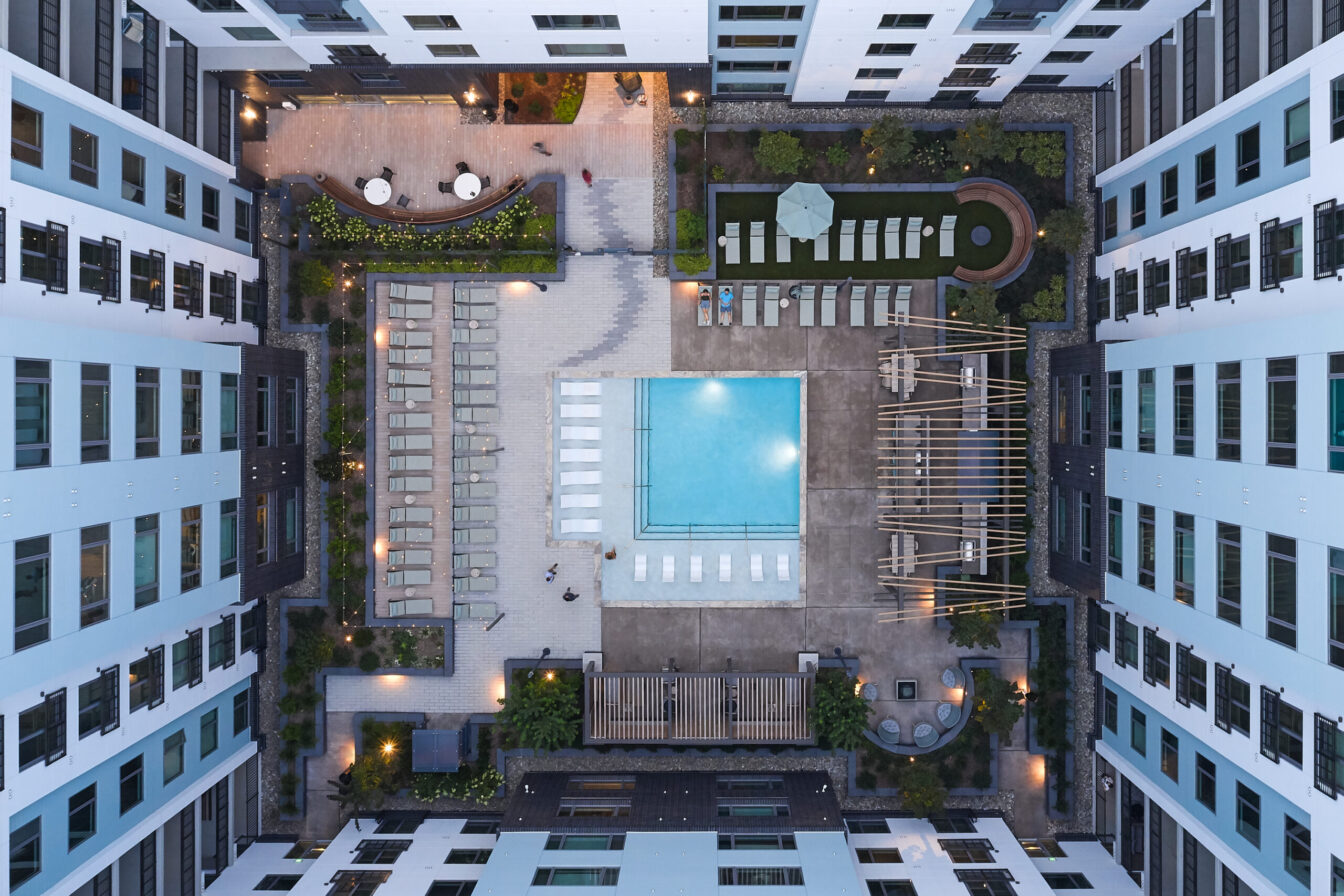Peace central courtyard aerial