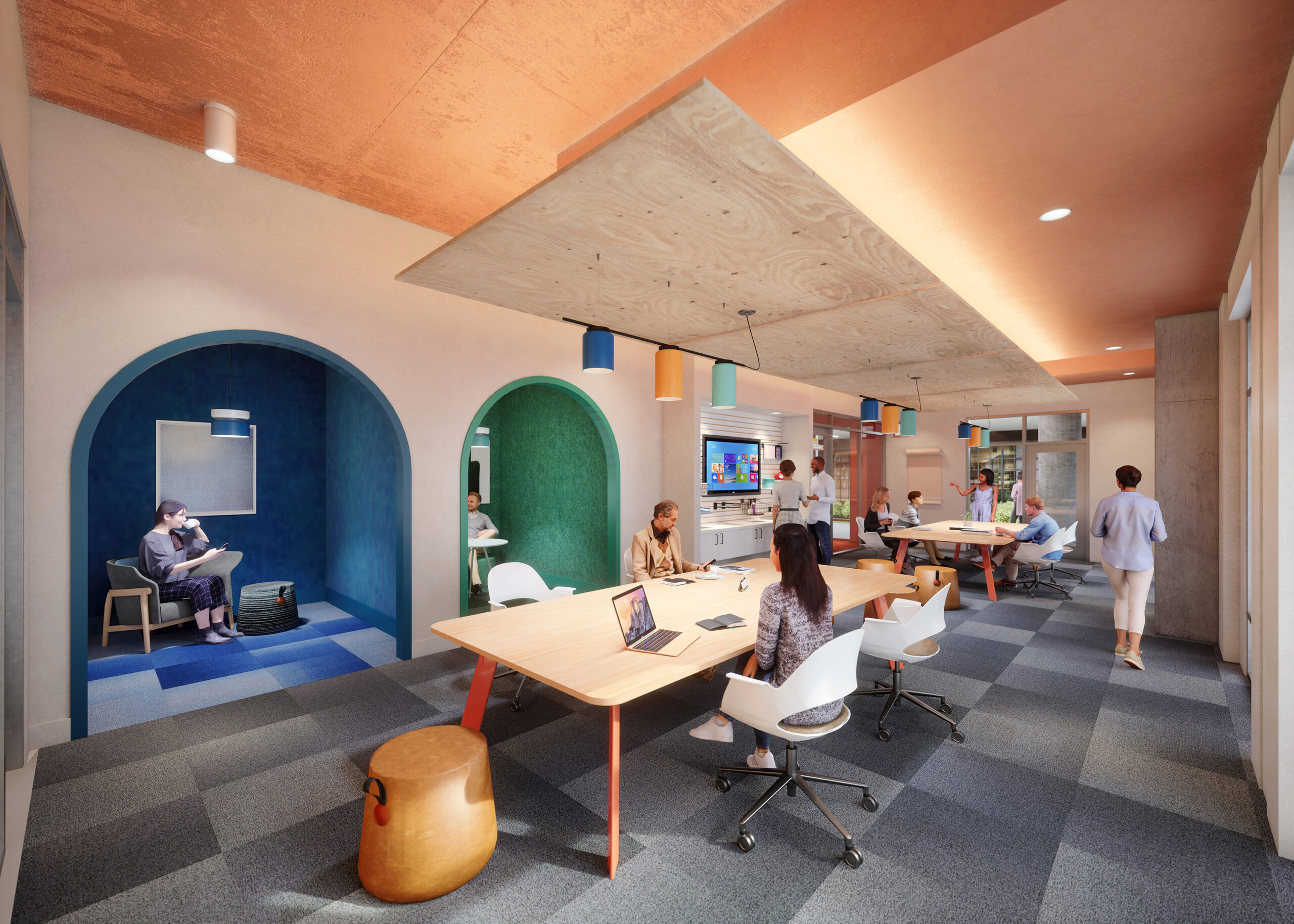 Coworking space with nooks for focused work